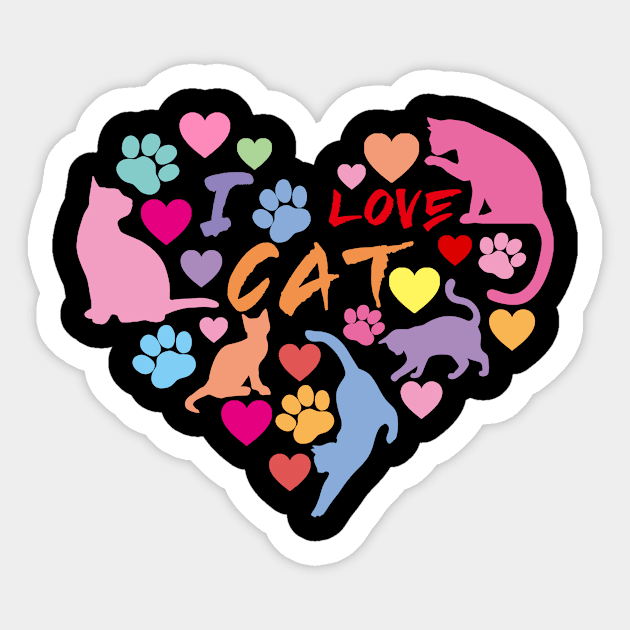 Cat Love: Cat Miaw and Cute Cat Design Sticker by LycheeDesign